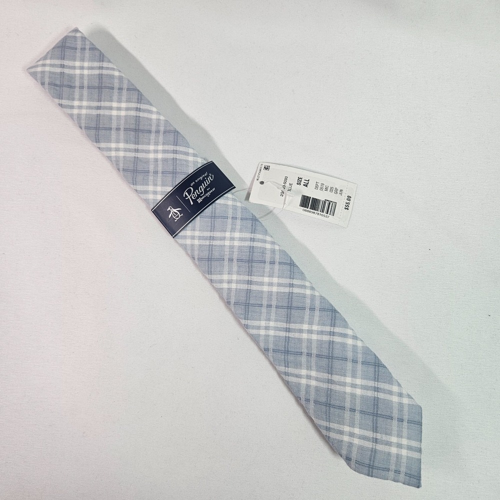 New Penguin by Munsingwear Tie Men Plaid Gray 2.25"x 59"